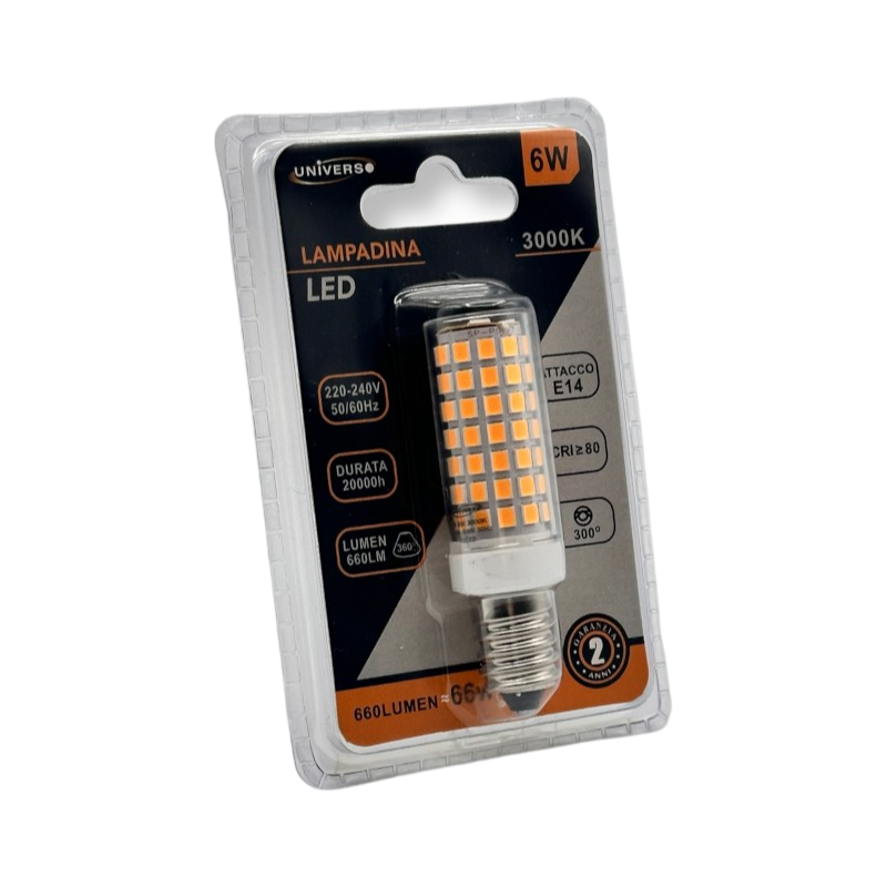 UNIVERSO · Confezione da 15 Pezzi – Mini Lampadina CORN LED SMD 2835, Attacco E14, 6W, 660 Lumen, CCT 3000K/4000K/6500K – dettaglio 2