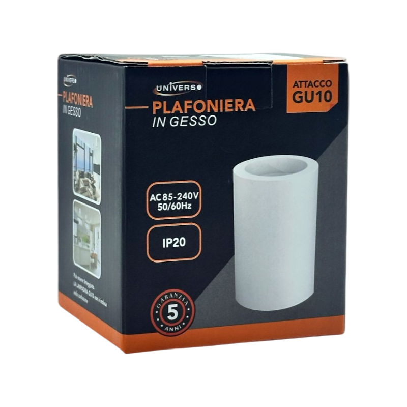 UNIVERSO · Portafaretto Rotondo in Gesso Verniciabile GS-C110-T | Montaggio Superficiale per GU10/GU5.3 – dettaglio 2