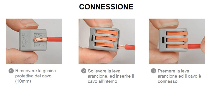 UNIVERSO · Confezione da 10 Connettori Universali 2 Poli a 1 Via – SKU MO-2 – dettaglio 3