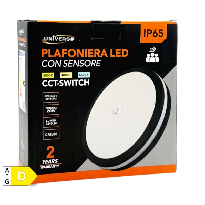 UNIVERSO · Plafoniera SMD LED Circolare con Sensore SS-ESS-03N3C 20W | Switch CCT 3000K-4000K-6500K IP65 – dettaglio 7