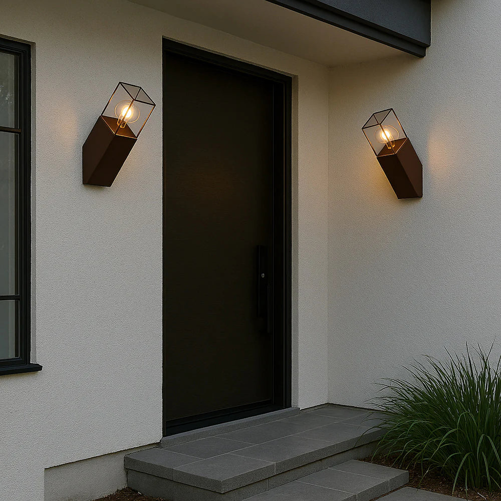 UNIVERSO · Applique Lampada da Parete Obliqua da Esterno con Portalampada E27 IP44 Rosso Ruggine – dettaglio 3