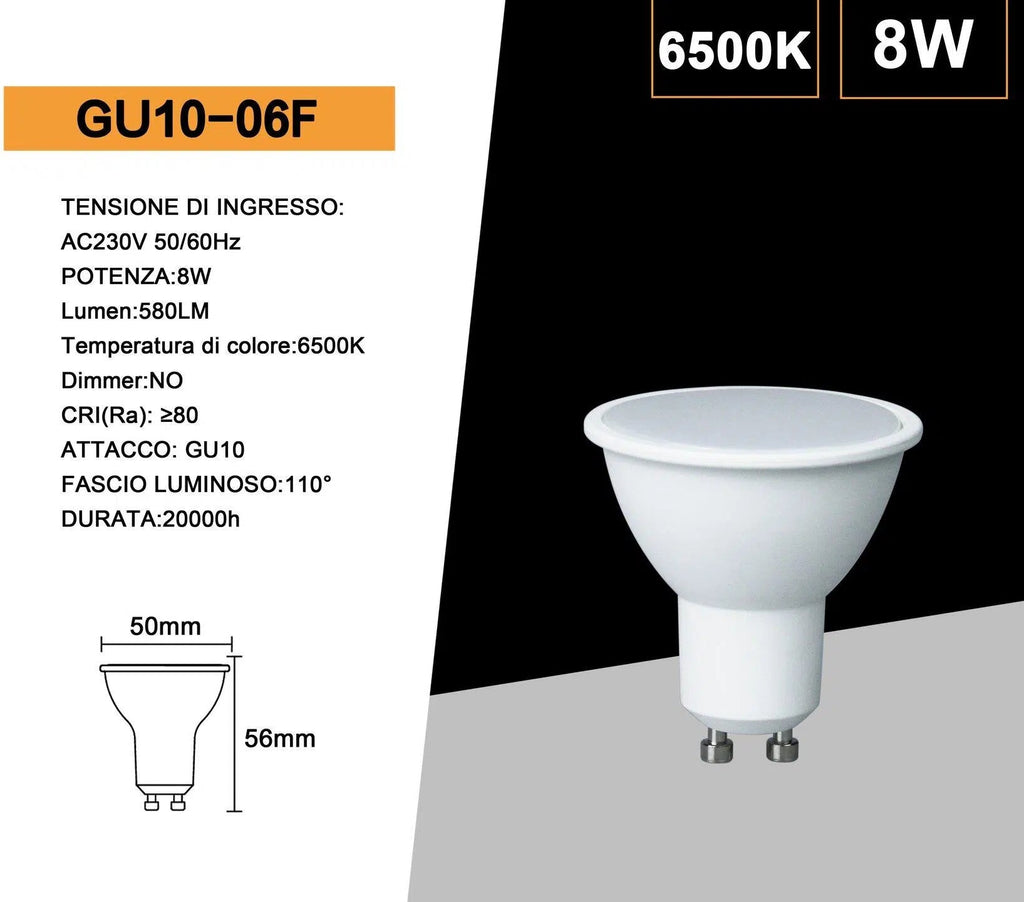 UNIVERSO · Confezione da 15 Pezzi – Lampadina LED GU10 8W, Faretto Spotlight Chip SMD, 110°, 620 Lumen – dettaglio 6