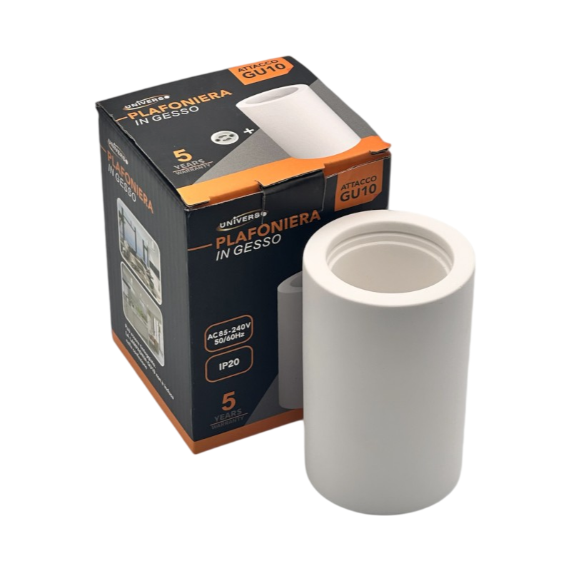 UNIVERSO · Portafaretto Rotondo in Gesso Verniciabile GS-C110-T | Montaggio Superficiale per GU10/GU5.3 – vista del prodotto