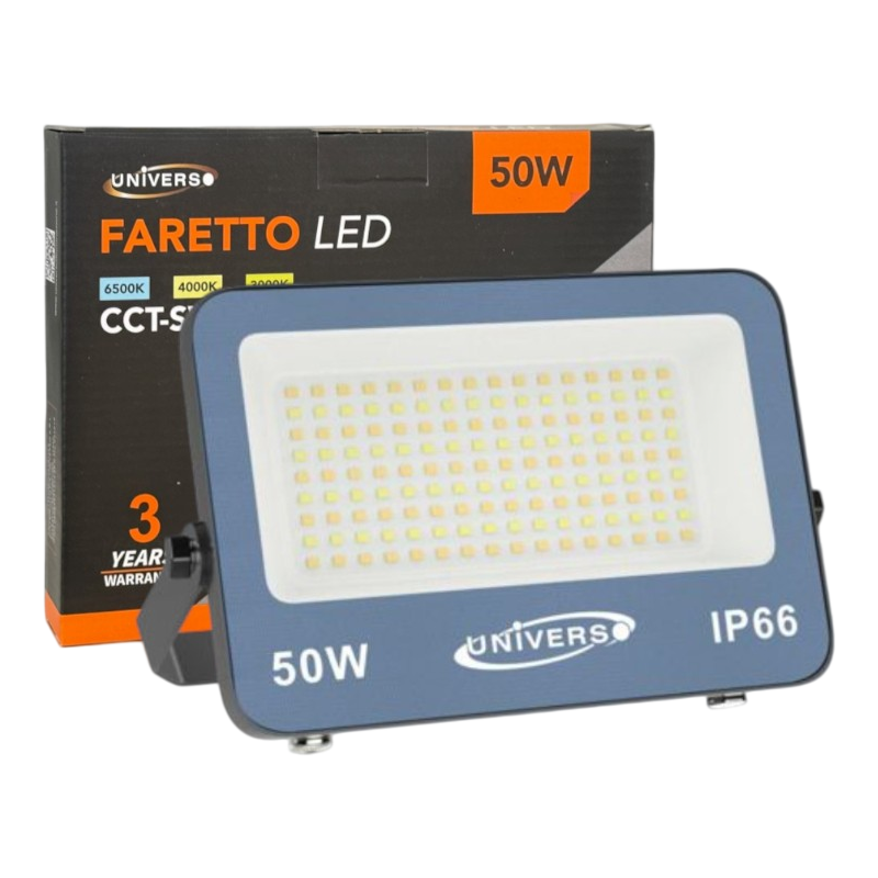 UNIVERSO · Proiettore LED Ultra Slim SMD FT01-50G3C 50W | CCT Selezionabile IP66 – vista del prodotto