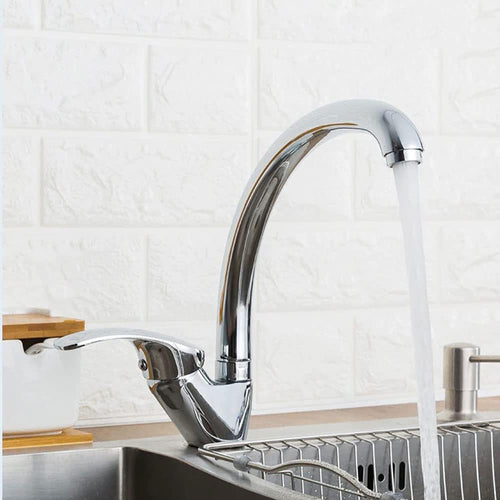 Solvivo · Rubinetto da cucina a canna alta curva miscelatore cromato lucido – vista principale