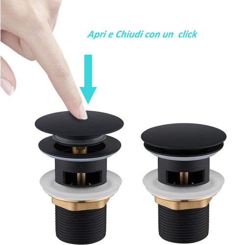 Solvivo · Piletta di scarico 1/4" nera per lavandino bidet click clack – dettaglio 2
