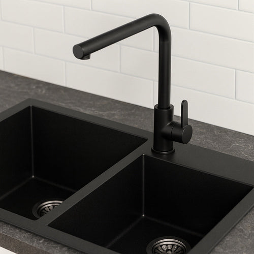 Solvivo · Rubinetto cucina nero miscelatore orientabile monocomando a canna alta – dettaglio 2