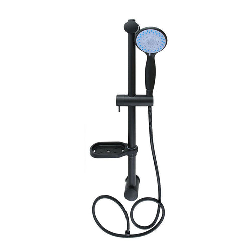 Solvivo · Saliscendi colonna doccia nero opaco · porta sapone flessibile 60 cm – vista principale