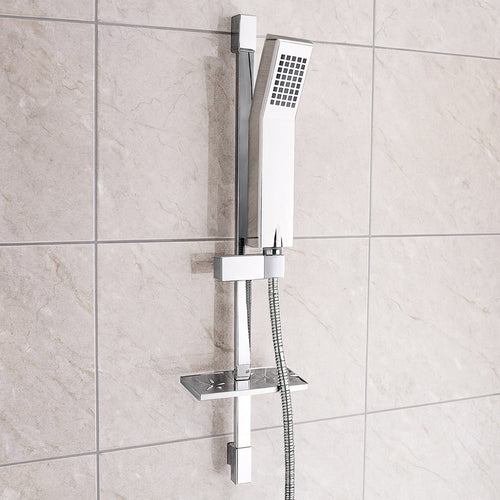 Solvivo · Saliscendi cromato soffione doccia quadrato mensola staffa 85 cm – vista principale
