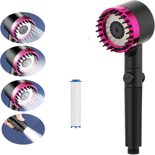 Solvivo · Soffione doccia 4 modalità di getto setole in silicone tasto ON/OFF – vista principale