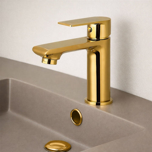 Solvivo · Seven · Rubinetto oro lucido da lavabo per bagno miscelatore – vista principale