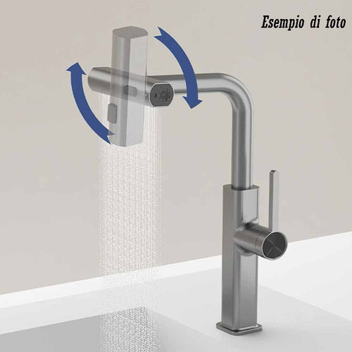 Solvivo · Rubinetto cucina estraibile · erogatore girevole 2 getti satinato – dettaglio 2
