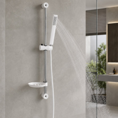 Solvivo · Saliscendi doccia bianco · doccino portasapone flessibile 150 cm – dettaglio 2
