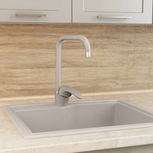 Solvivo · Rubinetto da cucina canna alta quadrata orientabile colore avena – vista principale