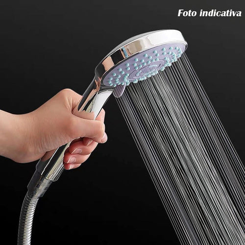Solvivo · Soffione doccia grigio multigetto flessibile staffetta cromato lucido – dettaglio 2