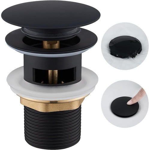 Solvivo · Piletta di scarico 1/4" nera per lavandino bidet click clack – vista principale
