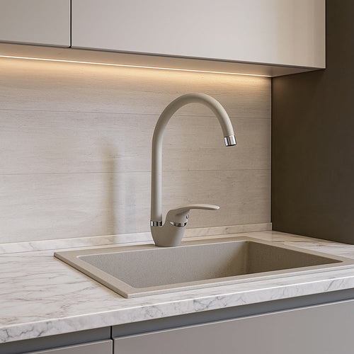 Solvivo · Rubinetto da cucina canna a collo di cigno monocomando colore avena – dettaglio 2