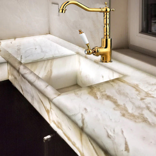Solvivo · Rubinetto da cucina a canna alta per lavello ottone oro lucido – vista principale