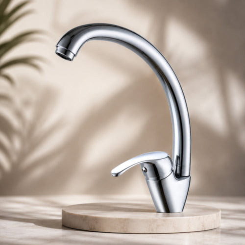Solvivo · Rubinetto satinato da cucina per lavello miscelatore canna a arco alta – vista principale