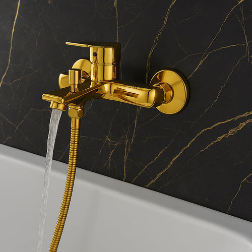 Solvivo · Seven · Rubinetto per vasca a parete da bagno oro lucido – dettaglio 2
