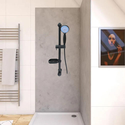 Solvivo · Saliscendi colonna doccia nero opaco · porta sapone flessibile 60 cm – dettaglio 2