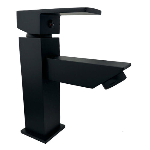 Solvivo · Firenze · Rubinetto per lavabo da bagno quadrato nero opaco – vista principale