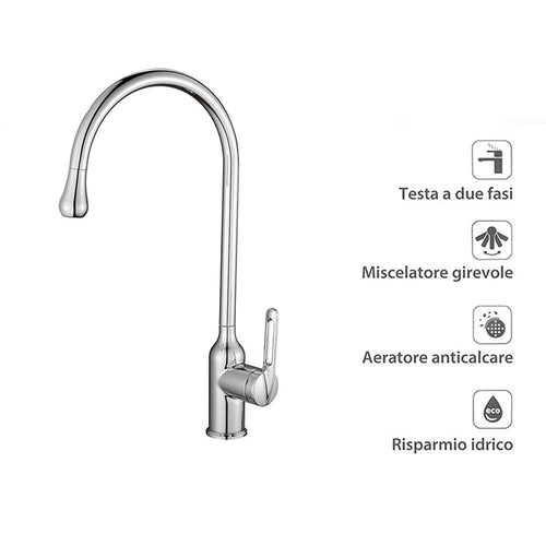 Solvivo · Rubinetto da cucina a canna alta per lavandino acciaio lucido o nero – dettaglio 2