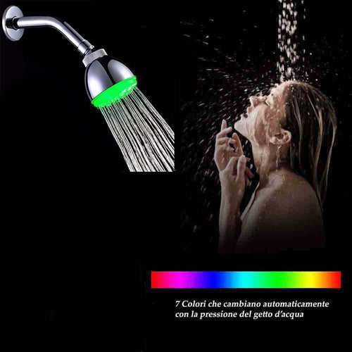 Solvivo · Soffione doccia tondo · led rgb Ø 8 cm cromoterapia multicolore – dettaglio 2