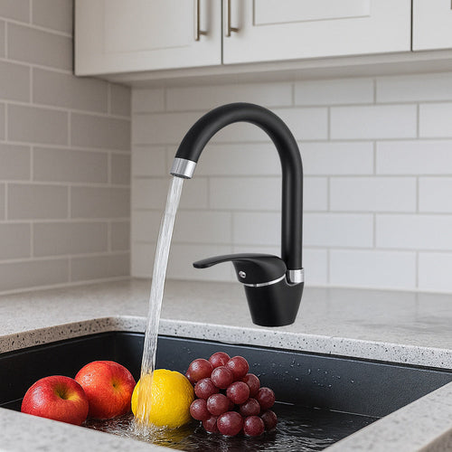 Solvivo · Rubinetto da cucina canna alta orientabile nero opaco – dettaglio 2