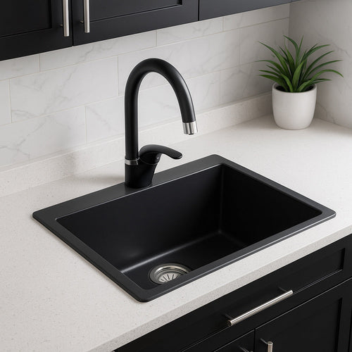 Solvivo · Rubinetto da cucina canna alta orientabile nero opaco – vista principale