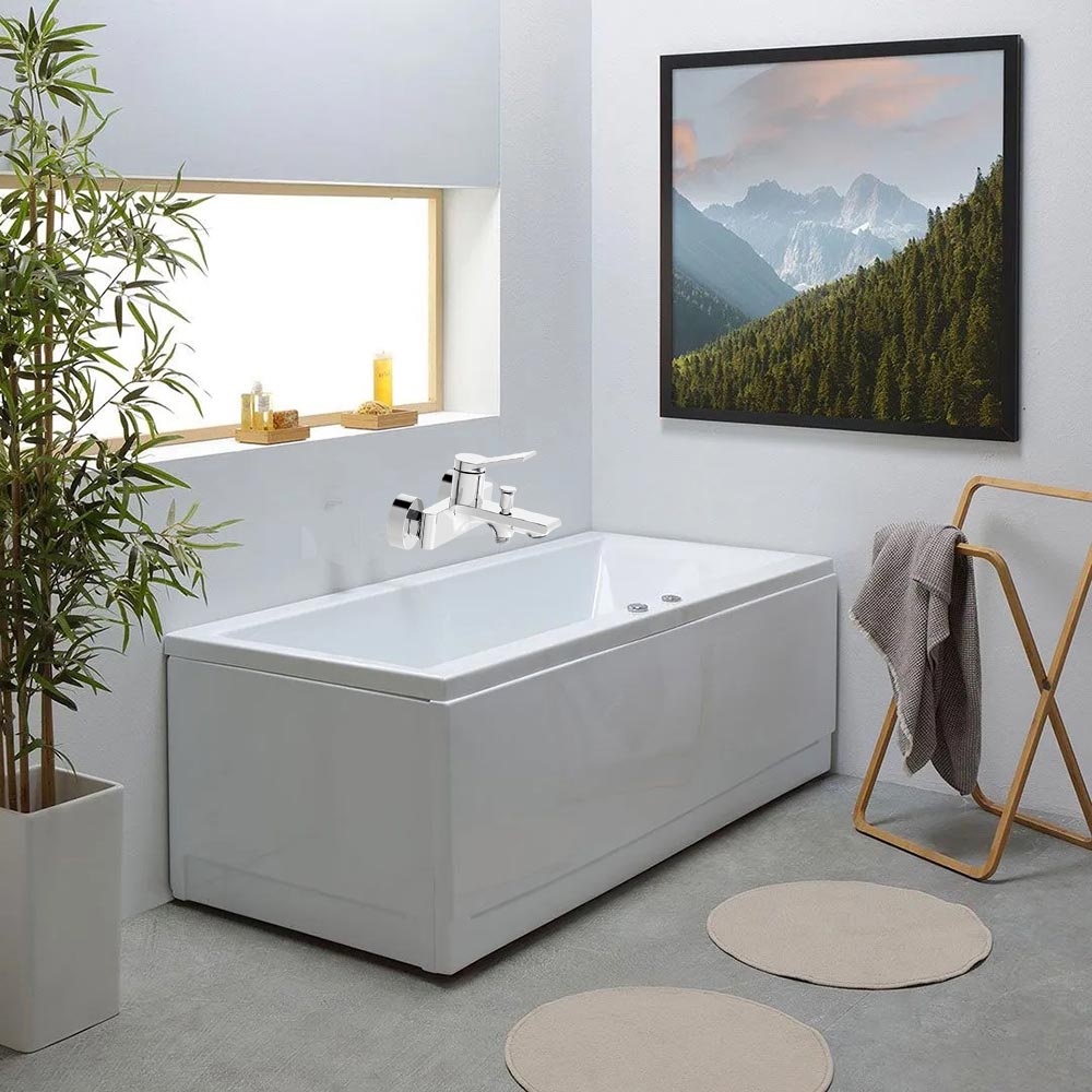 Solvivo · Sky · Rubinetto vasca bagno stilizzato ottone cromato lucido – dettaglio 3