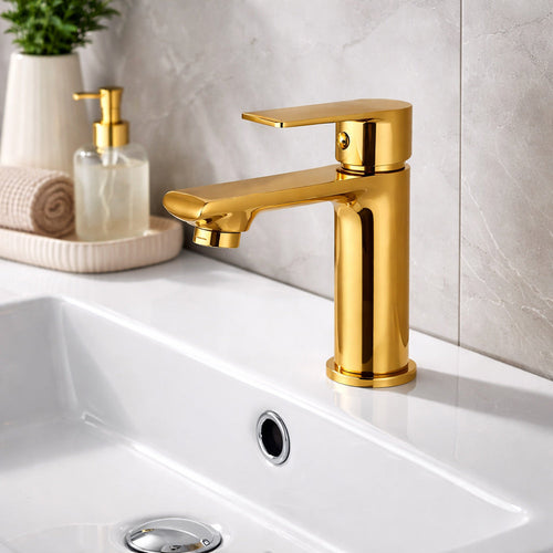 Solvivo · Seven · Rubinetto oro lucido da lavabo per bagno miscelatore – dettaglio 2