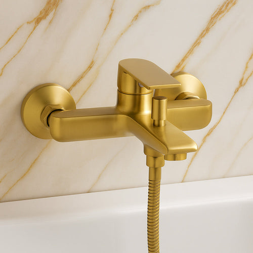 Solvivo · Seven · Rubinetto per vasca a parete da bagno oro opaco – vista principale
